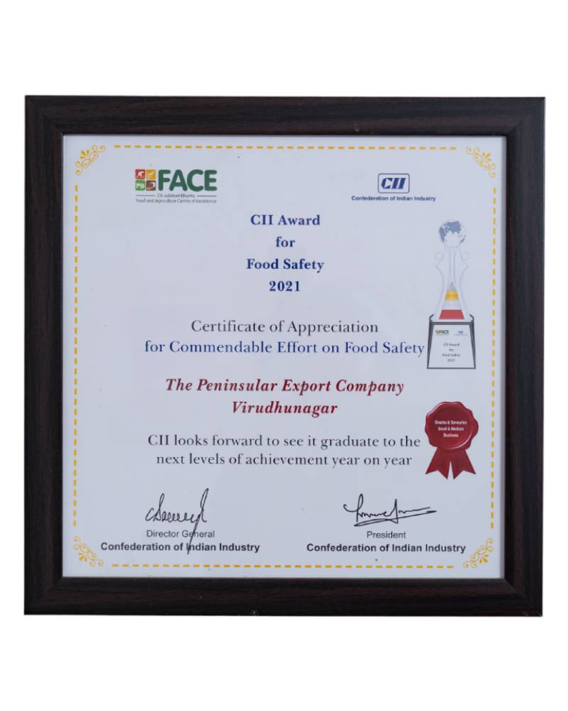 CII Award for Food safety 2021